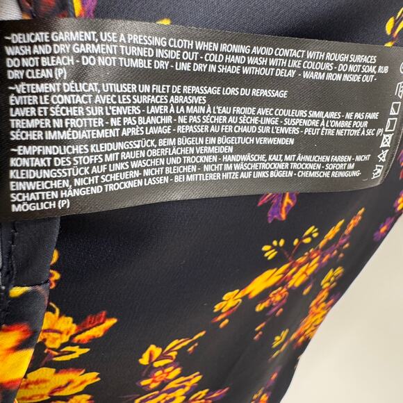 C/MEO Collective mini satin dress large bishop sleeves square neck blue floral - Picture 10 of 12